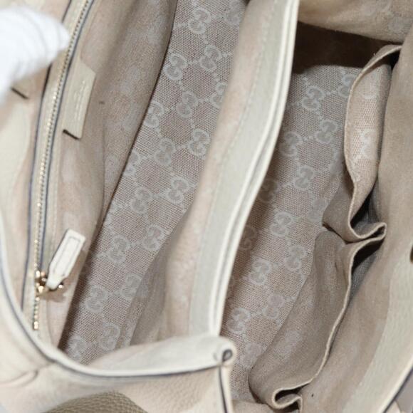 GUCCI Bamboo Hand Bag Leather White Gold - Picture 10 of 16